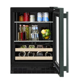 24" Beverage Center with Glass Door and Wood-Front Racks
