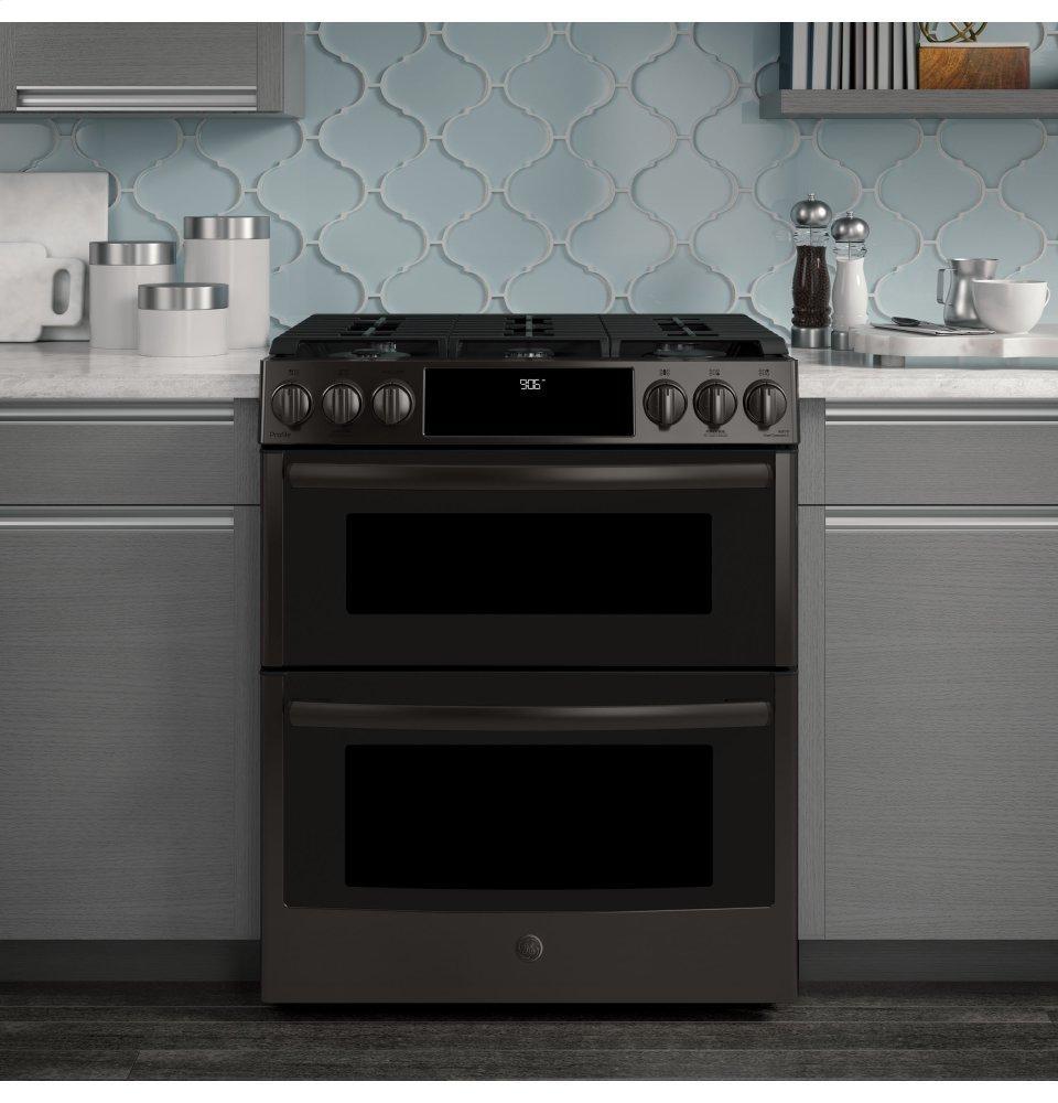 GE Profile™ 30" Smart Slide-In Front-Control Gas Double Oven Convection Range