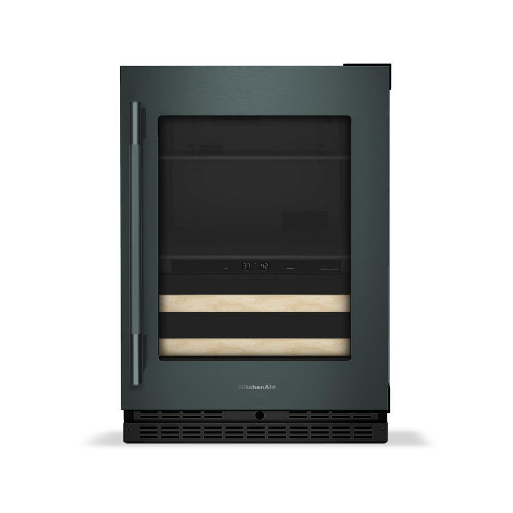 24" Beverage Center with Glass Door and Wood-Front Racks