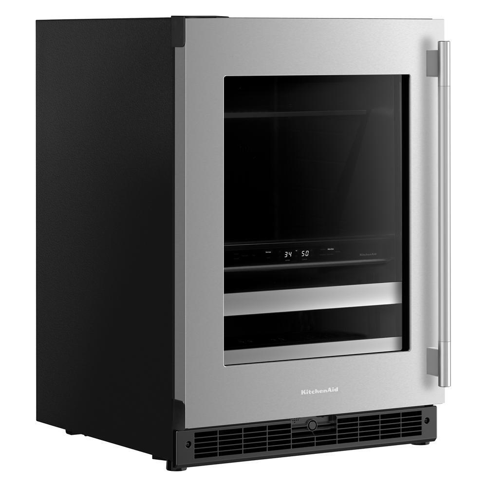 24" Beverage Center with Glass Door and Metal-Front Racks