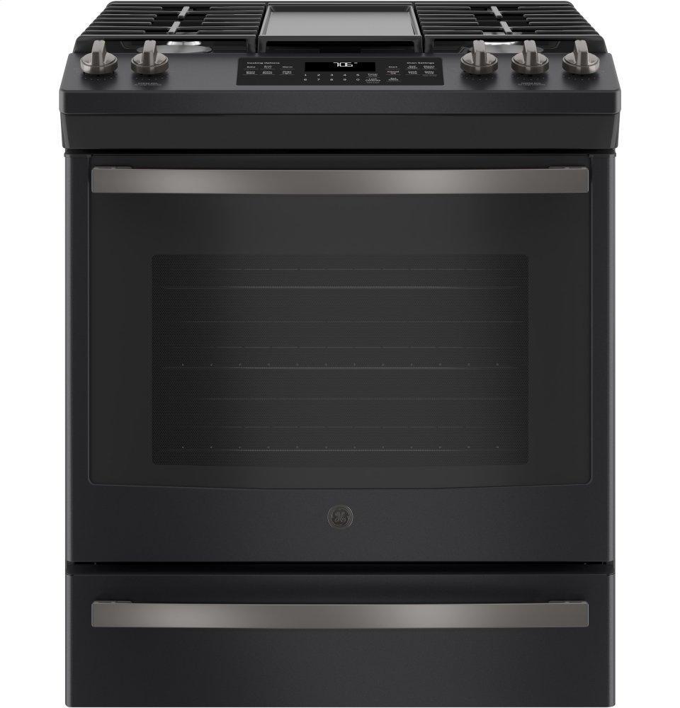 GE® 30" Slide-In Front-Control Convection Gas Range