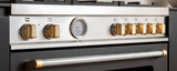 36 inch Induction Range, 5 Heating Zones, Electric Oven - Gold Accents Bianco Matt