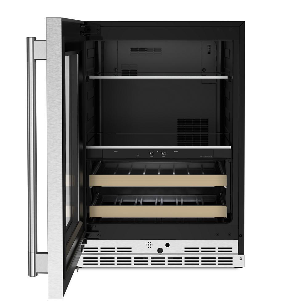 24" Beverage Center with Glass Door and Wood-Front Racks