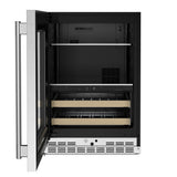 24" Beverage Center with Glass Door and Wood-Front Racks