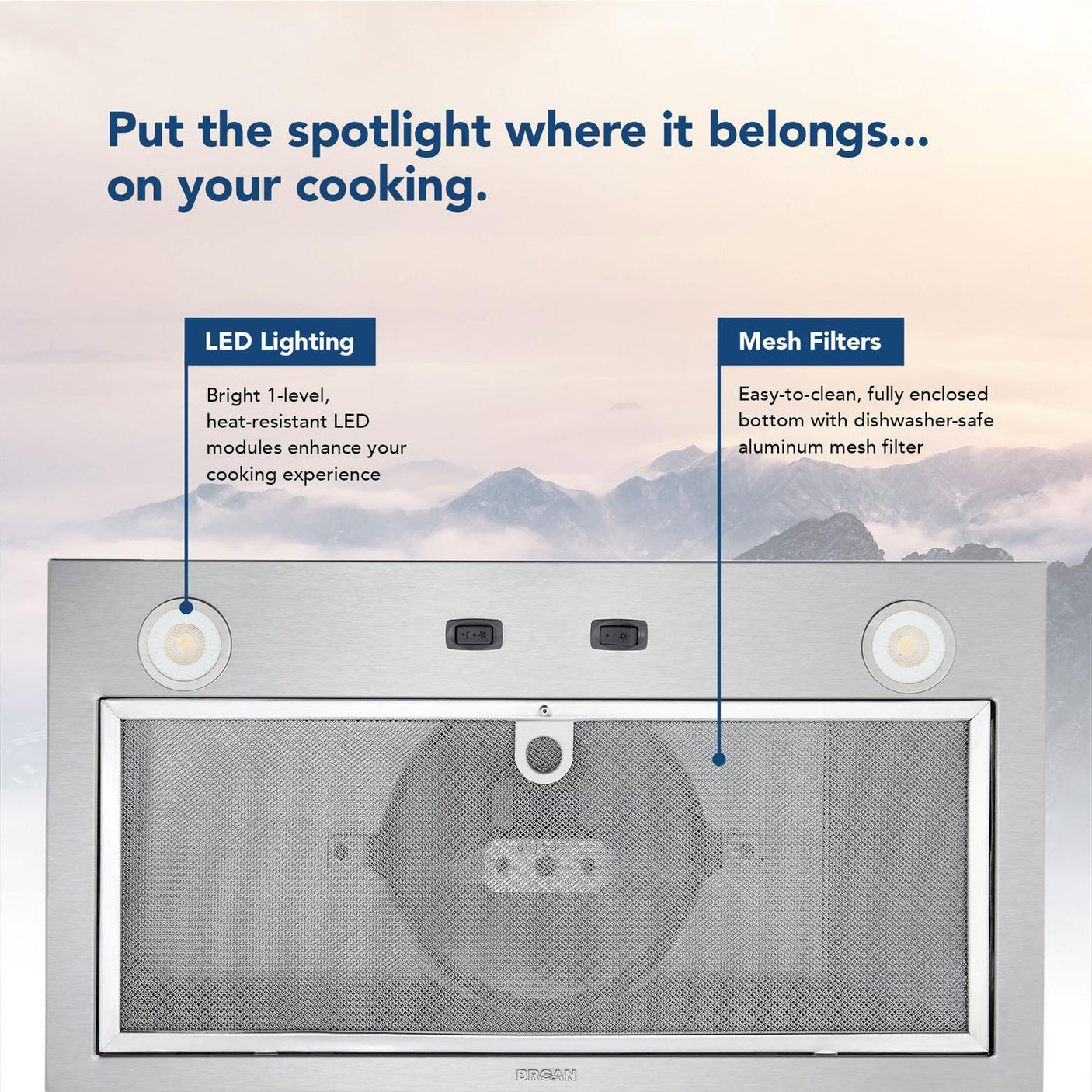 Broan® 21-Inch Custom Range Hood Power Pack Insert w/ Easy Install System, 300 Max Blower CFM, Stainless Steel