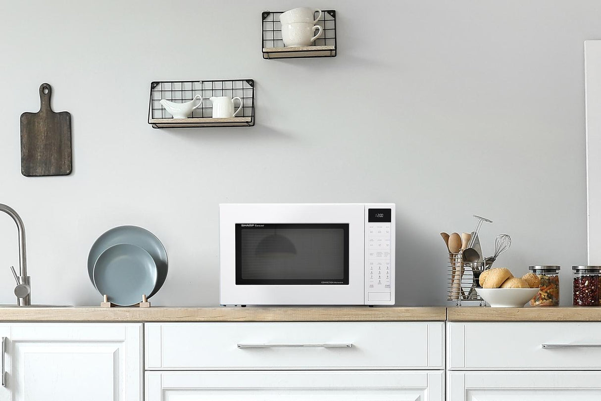 Sharp 1.5 cu. ft. 900W White Convection Countertop Microwave Oven