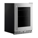 24" Undercounter Refrigerator with Glass Door and Shelves with Metallic Accents