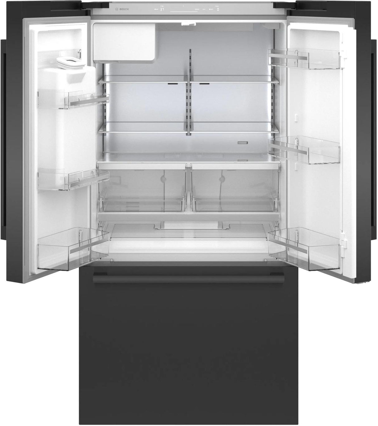 500 Series French Door Bottom Mount Refrigerator 36" Black Stainless Steel, Total No Frost