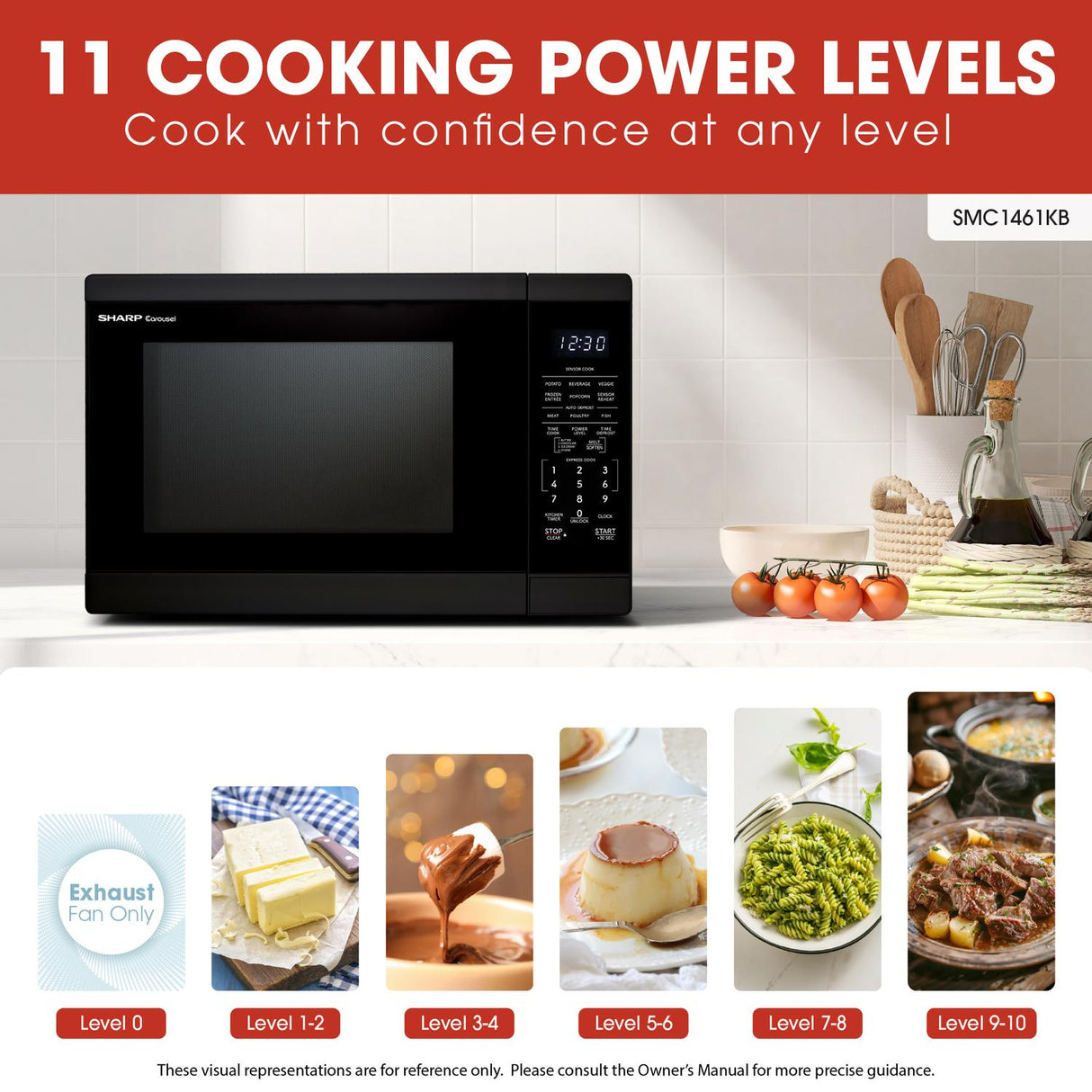 Sharp 1.4 cu. ft. 1100W Black Countertop Microwave Oven