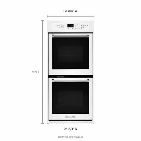 24" Double Wall Oven with True Convection - White