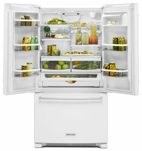 25 Cu. Ft. 36-Width Standard Depth French Door Refrigerator with Interior Dispense - White