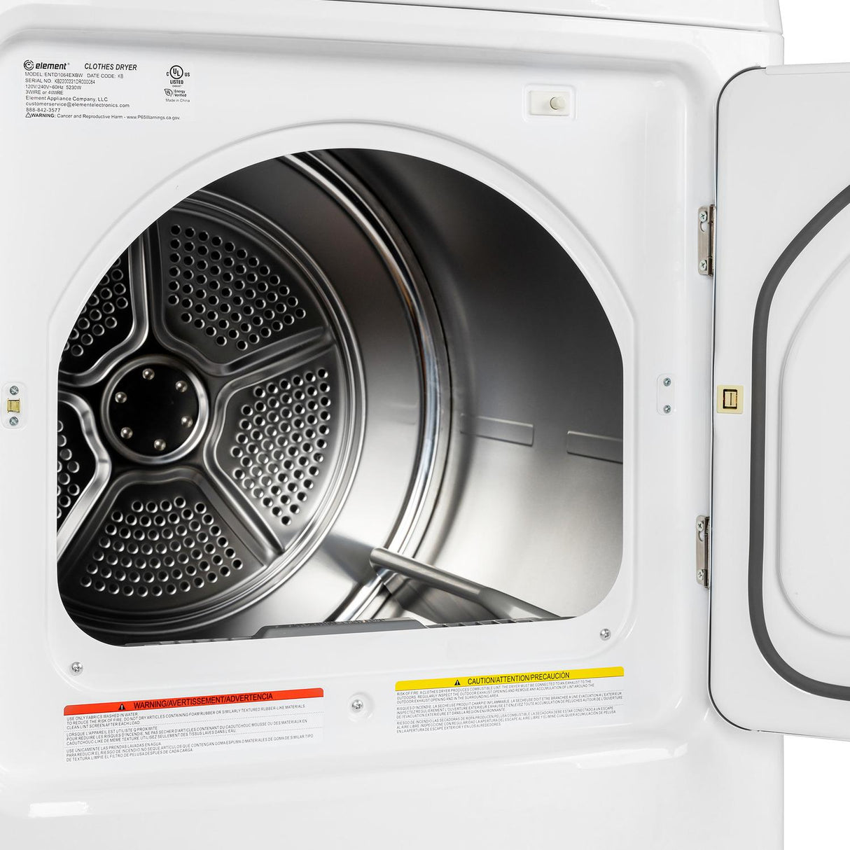 Element Electronics 6.7 cu. ft. Front Load Electric Dryer - White (ETDE6727CW)