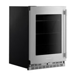24" Undercounter Refrigerator with Glass Door and Shelves with Metallic Accents