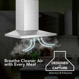 Broan-NuTone 30-Inch Convertible Wall-Mount Low Profile Pyramidal Chimney Range Hood, 450 Max CFM, Stainless Steel
