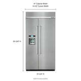 25.0 cu. ft 42-Inch Width Built-In Side by Side Refrigerator with PrintShield™ Finish - Stainless Steel