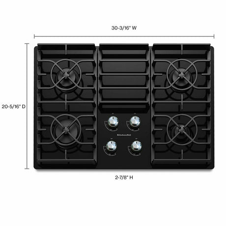 30-Inch 4 Burner Gas Cooktop, Architect® Series II - Black