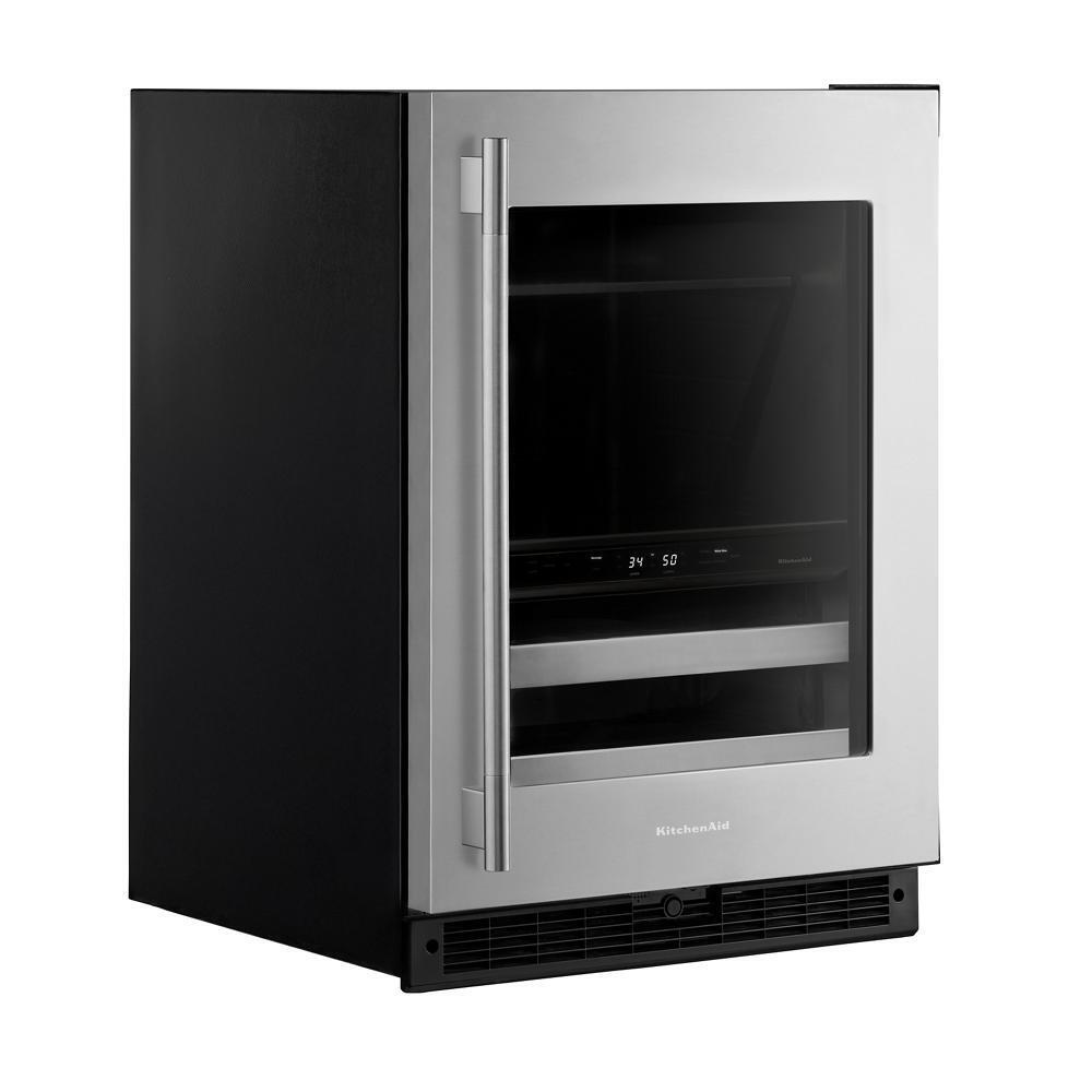 24" Beverage Center with Glass Door and Metal-Front Racks