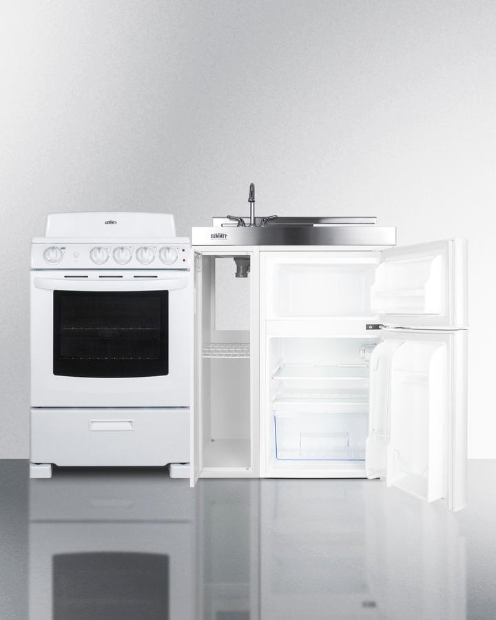54" Wide All-in-one Kitchenette With Electric Coil Range