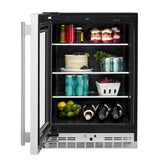 24" Undercounter Refrigerator with Glass Door and Shelves with Metallic Accents