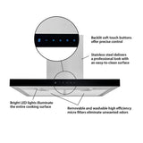 Broan® 30-Inch Convertible Wall-Mount T-Style Chimney Range Hood, 450 Max CFM, Stainless Steel w/Black Glass