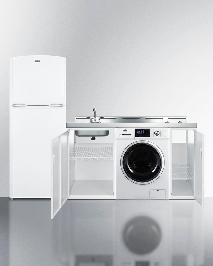 86" Wide All-in-one Kitchenette With Washer/dryer Combo