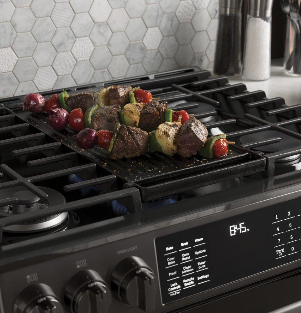 GE Profile™ 30" Smart Slide-In Front-Control Gas Double Oven Convection Range