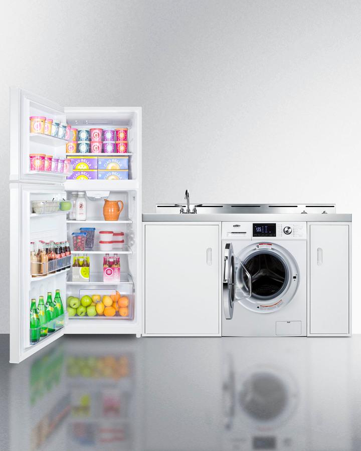 86" Wide All-in-one Kitchenette With Washer/dryer Combo