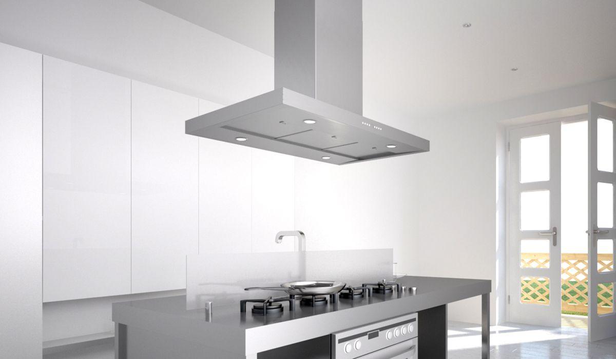 42" T-shape chimney island hood
