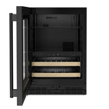 24" Beverage Center with Glass Door and Wood-Front Racks