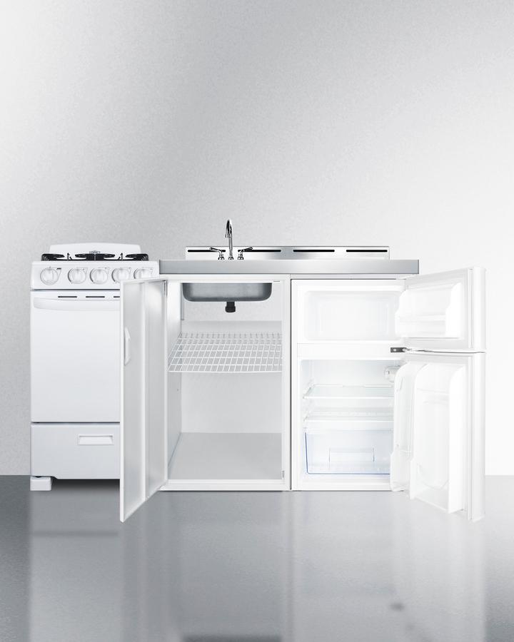 60" Wide All-in-one Kitchenette With Gas Range