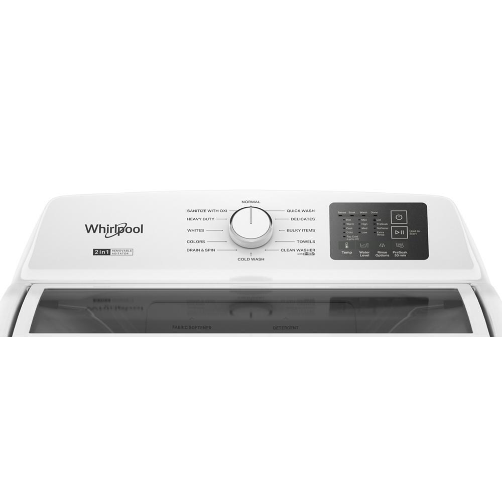 4.2-4.3 Cu. Ft. Whirlpool® Top Load Washer with 2-in-1 Removable Agitator and Soft Close Glass Lid