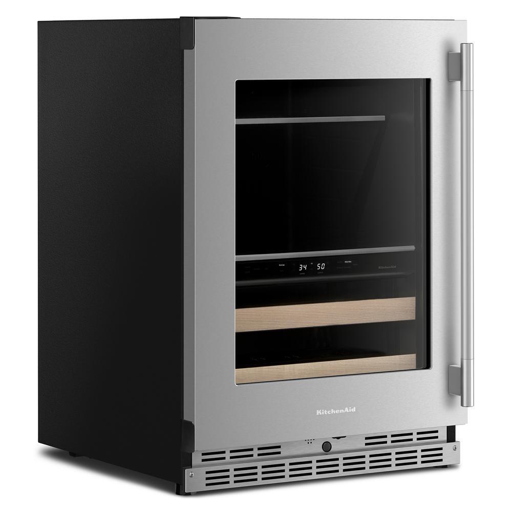 24" Beverage Center with Glass Door and Wood-Front Racks