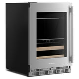24" Beverage Center with Glass Door and Wood-Front Racks