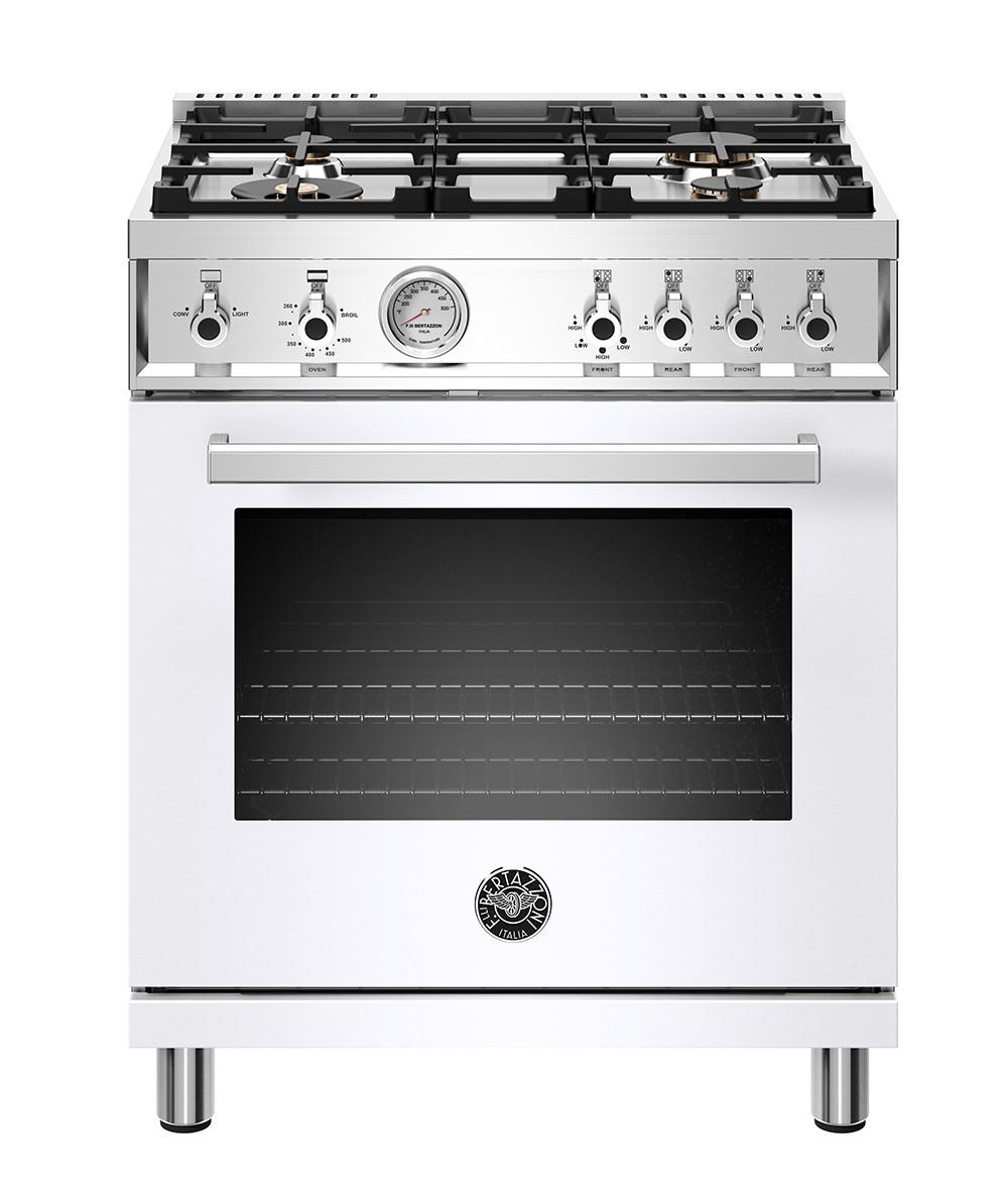 30 inch All Gas Range, 4 Brass Burner Bianco