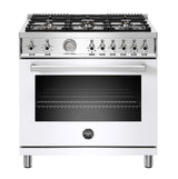 36 inch All Gas Range, 6 Brass Burners Bianco