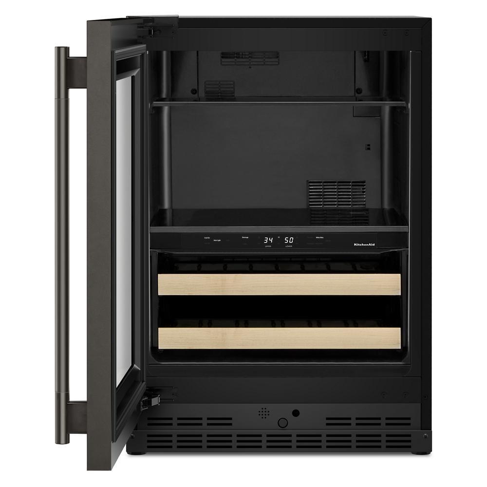 24" Beverage Center with Glass Door and Wood-Front Racks