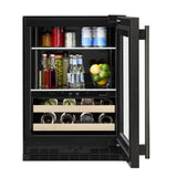 24" Beverage Center with Glass Door and Wood-Front Racks