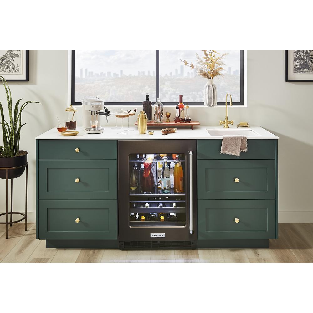 24" Beverage Center with Glass Door and Wood-Front Racks