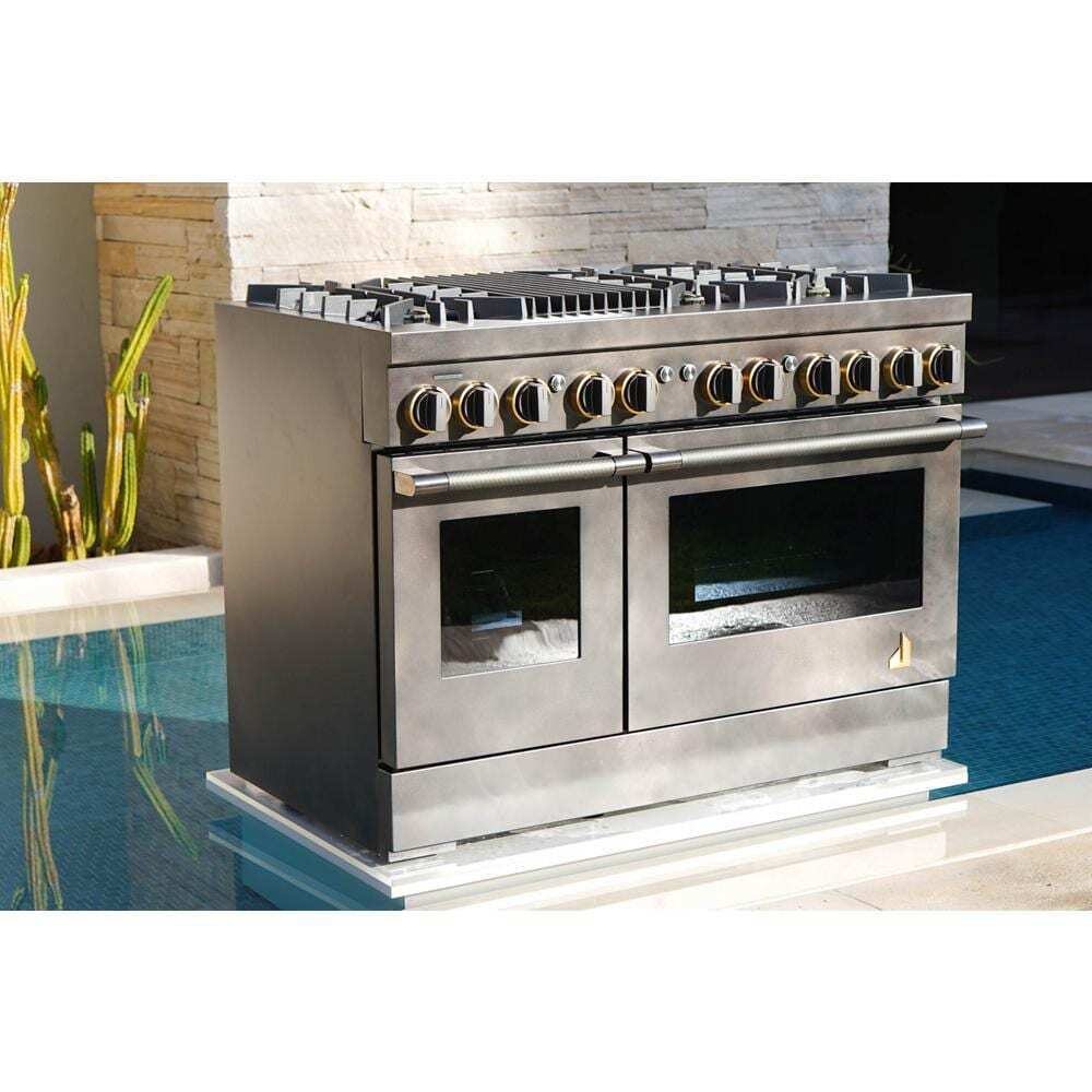 Smoke & Brass By JennAir® 48" Dual-Fuel Professional-Style Range