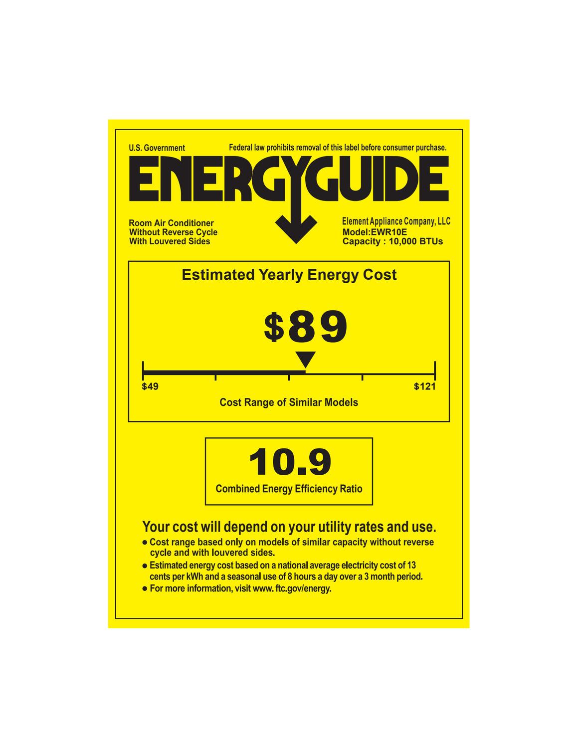 Element Electronics 10,000 BTU Window Air Conditioner - White (EWR10E)