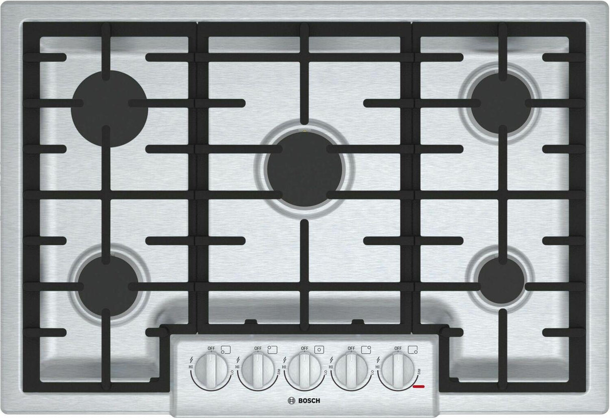 800 Series, 30" Gas Cooktop, 5 Burners, Stainless Steel