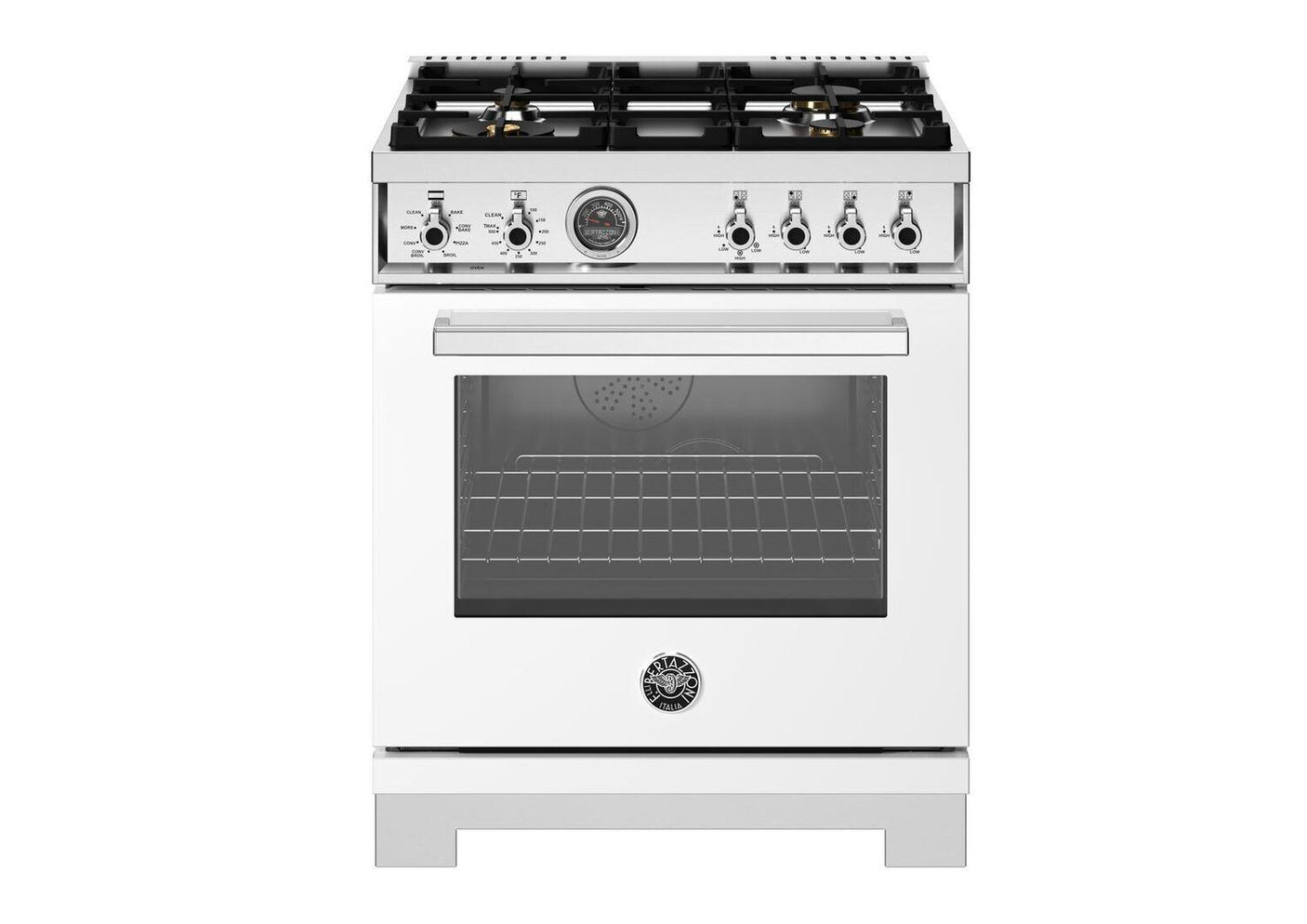 30" Professional Range Dual Fuel Self Clean Bianco White