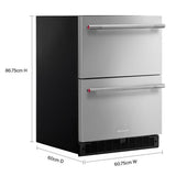 24" Stainless Steel Undercounter Double-Drawer Refrigerator