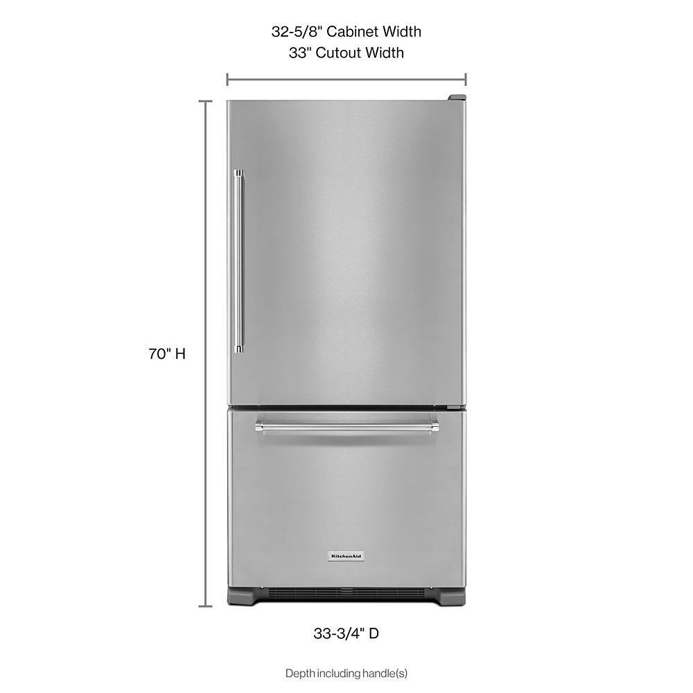 22 cu. ft. 33-Inch Width Full Depth Non Dispense Bottom Mount Refrigerator