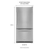 22 cu. ft. 33-Inch Width Full Depth Non Dispense Bottom Mount Refrigerator