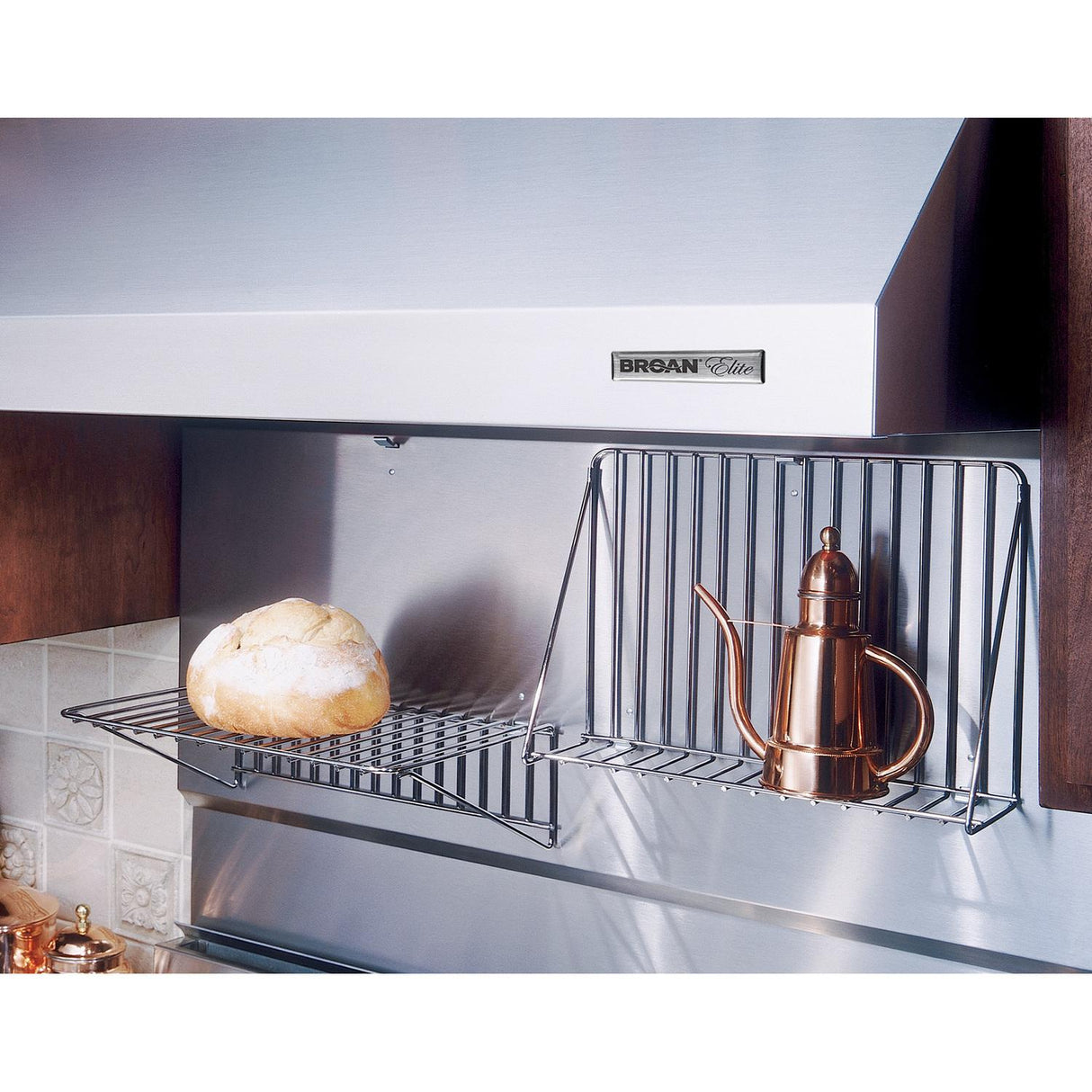 36-Inch Backsplash with shelves in Stainless Steel