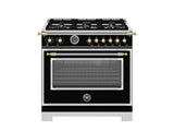 36" Heritage Series range - Electric self clean oven - 6 brass burners