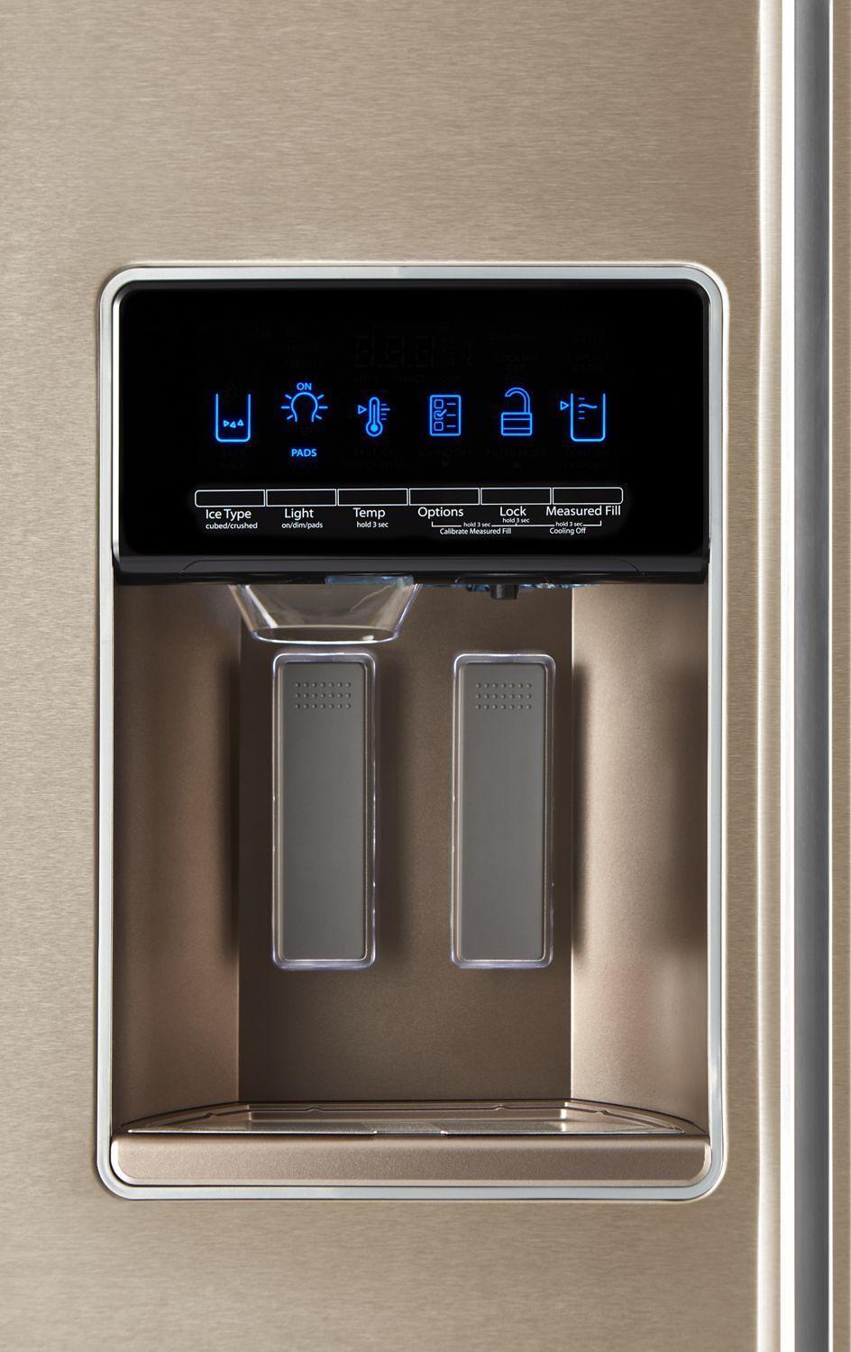 36-inch Wide Contemporary Handle Side-by-Side Refrigerator - 28 cu. ft. Fingerprint Resistant Sunset Bronze