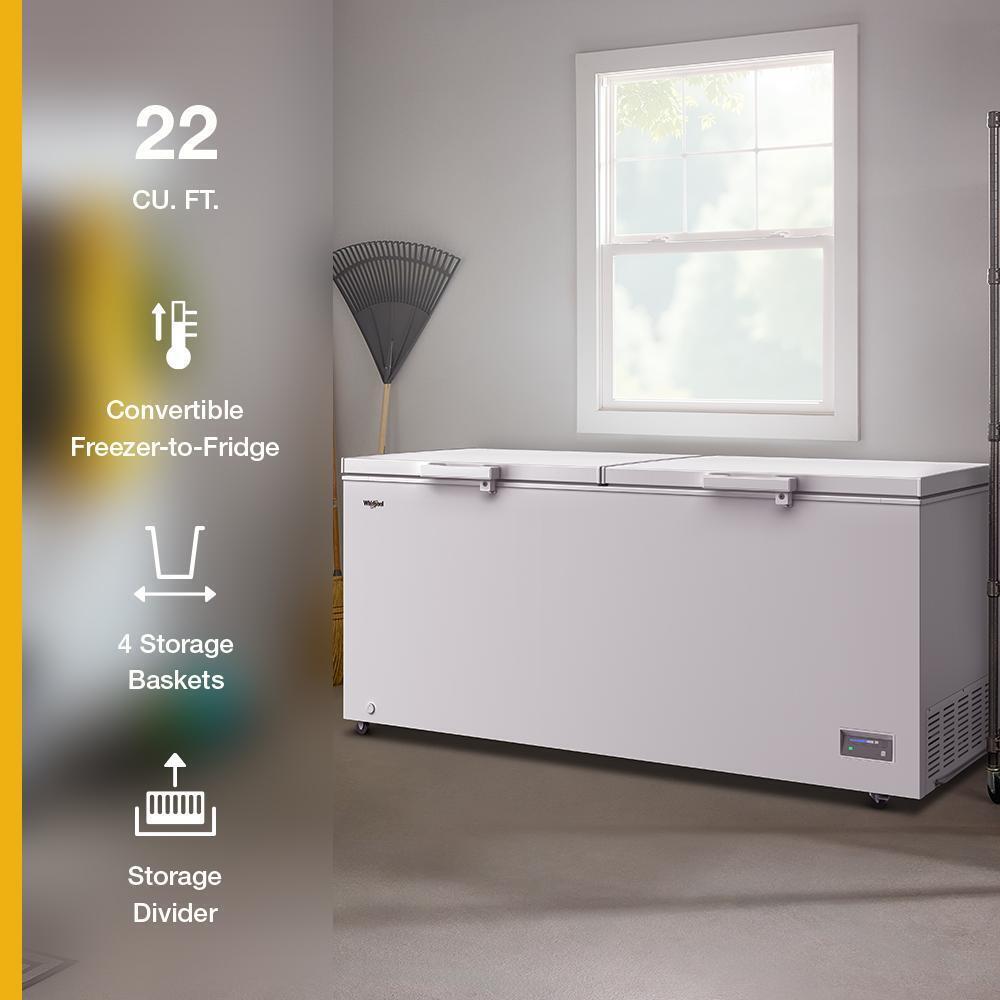Whirlpool® 22 cu. ft. Convertible Freezer-to-Fridge Chest Freezer with 4 Storage Baskets