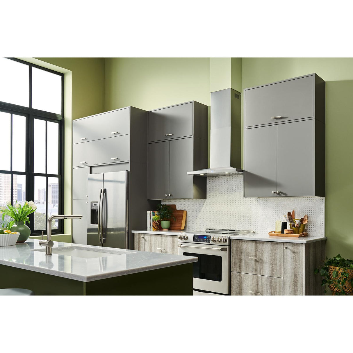 Broan® 30-Inch Convertible Wall-Mount Low Profile Pyramidal Chimney Range Hood, 450 MAX CFM